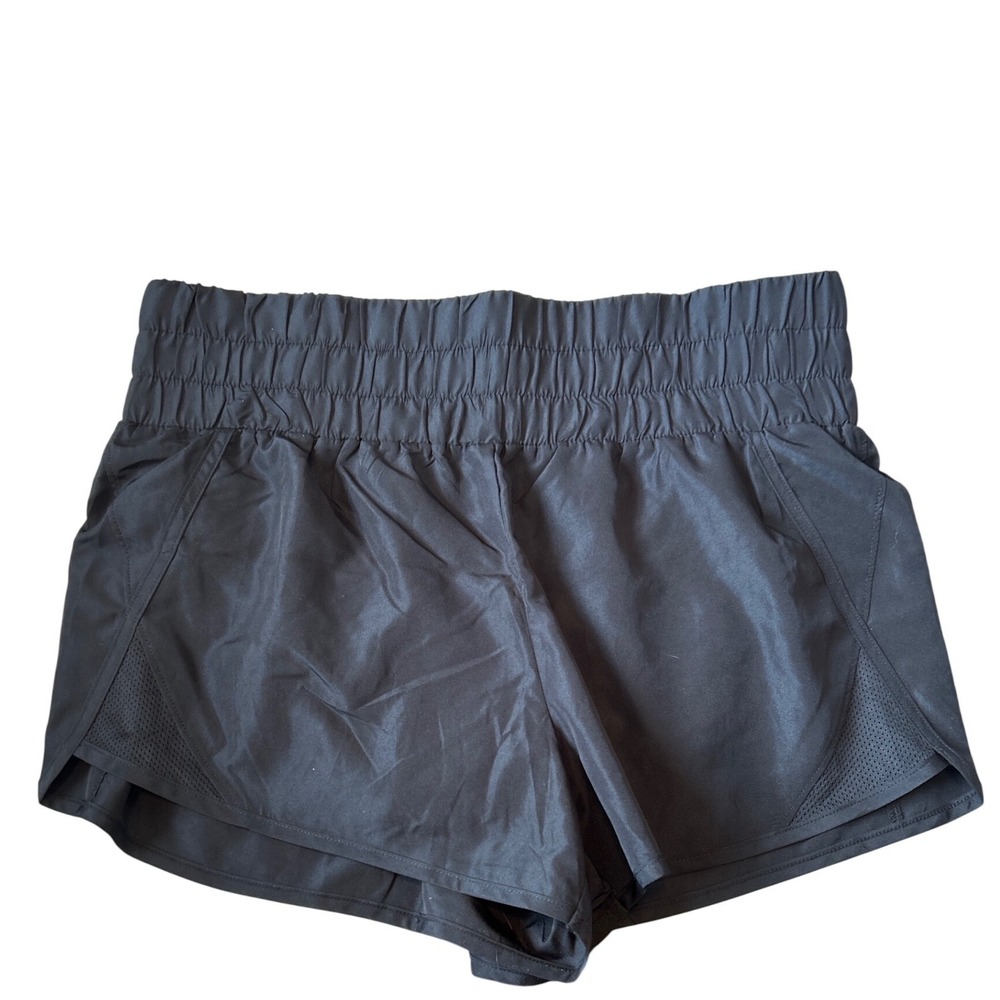 RBX Womens Black‎ Smocked Waist Athletic Running Shorts Size Large Pockets Mesh